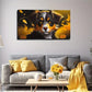 Vibrant Yellow Black & White Wall Art Canvas Office Home Room Framed 80x45cm