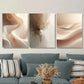 3pcs Modern Abstract Golden & White Design Metal Print Ready to Hang Art