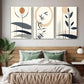 3pcs Lines, Mountains, Sun Minimalist  Metal Print Ready to Hang Art