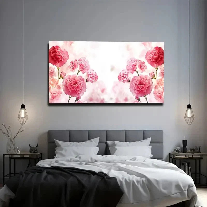 Pink Carnation Modern Wall Art Canvas Office Home Room Framed 120x60cm