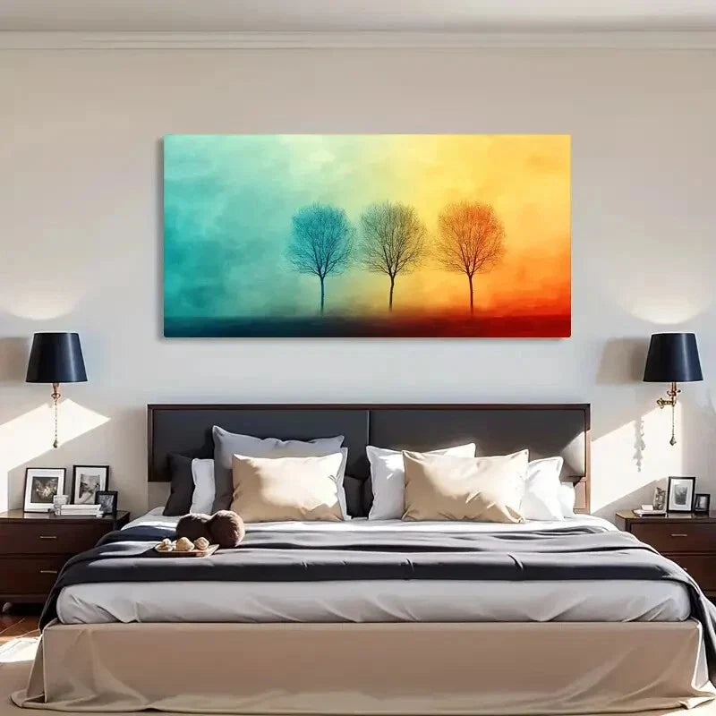 Soft Yellow to Blue Transition Wall Art Canvas Office Home Room Framed 120x60cm