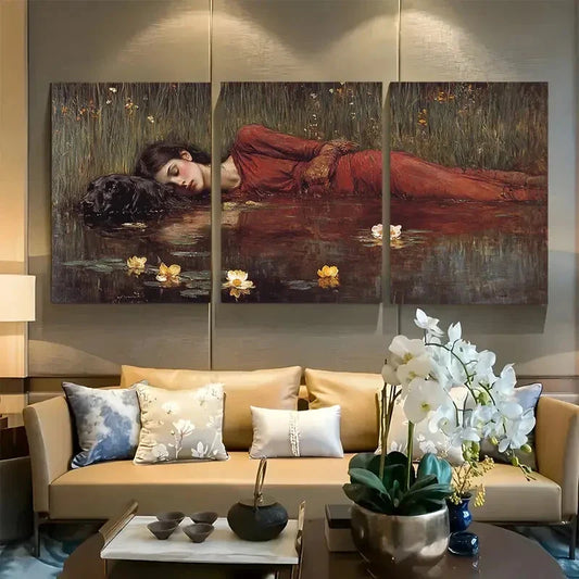 3pcs Echo and Narcissus Painting John William Metal Print Ready to Hang Art