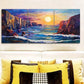 3pcs Sunset Over The Sea in Vibrant Colors Metal Print Ready to Hang Art