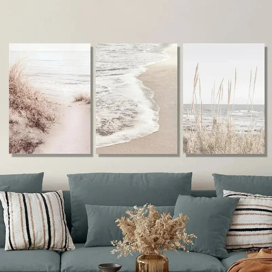 3pcs  Ocean & Sand Photography Prints Metal Print Ready to Hang Art Metal Print Ready to Hang Art