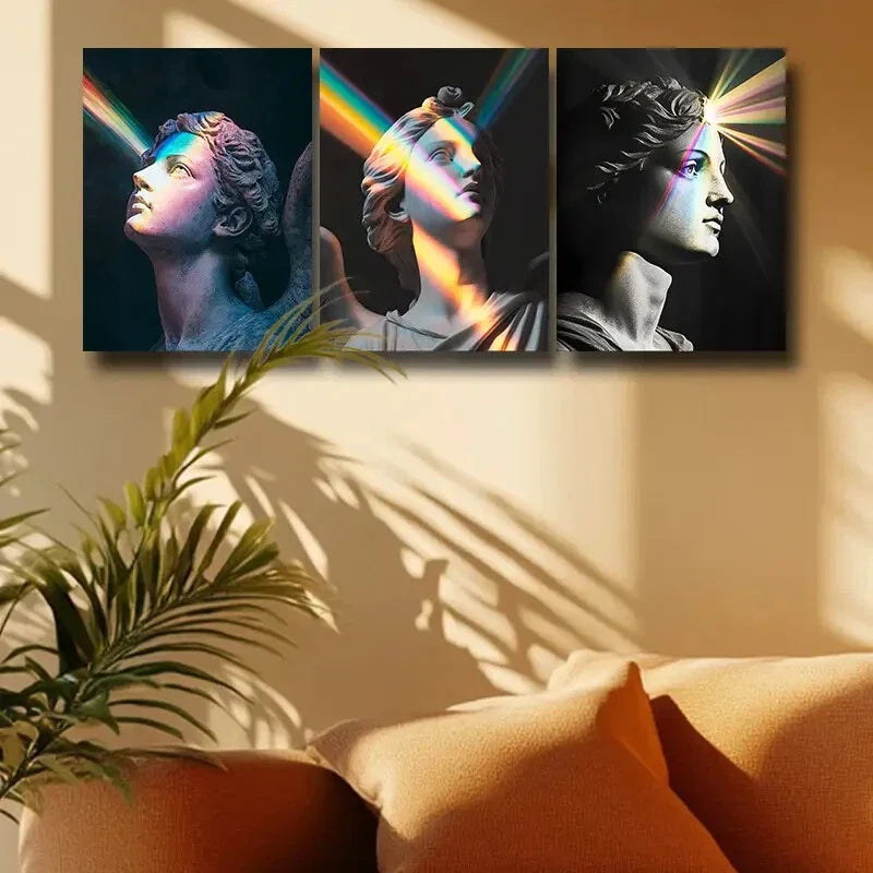 3pcs Vibrant Rainbow & Sunlight Effects Design Metal Print Ready to Hang Art