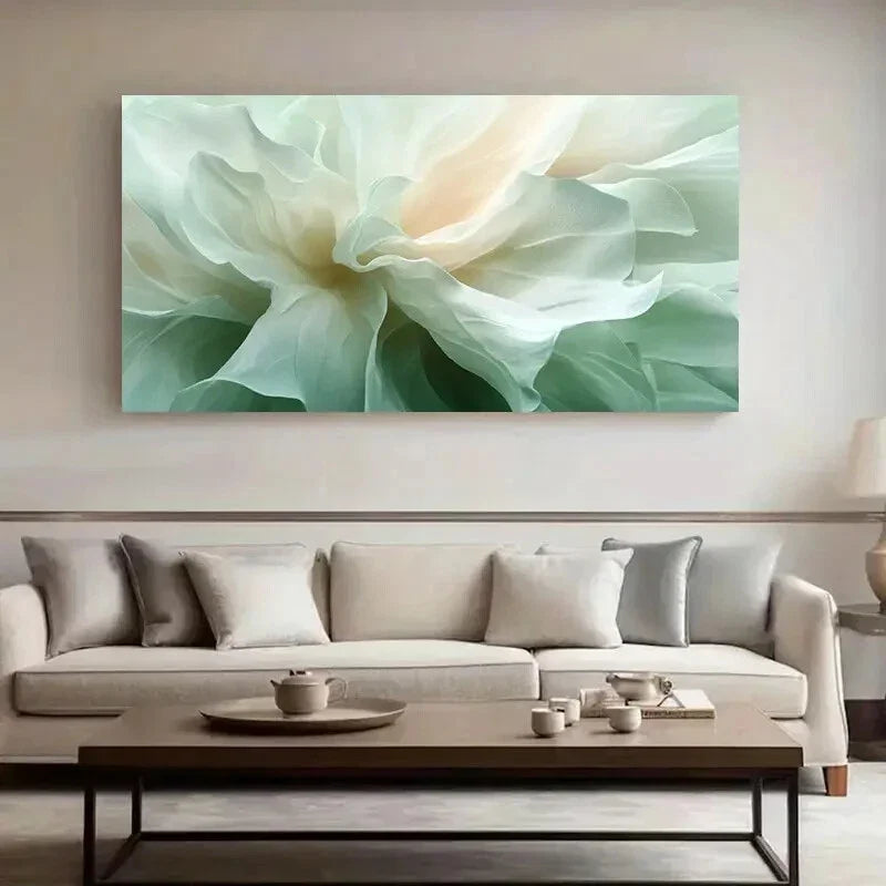 Abstract Green Flowers wall canvas office home room framed 120x60cm