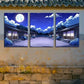 3pcs Dark Clouds and Moon Night Sky Canvas Framed 40x60cm - High Quality Print 100% Australian Made Wall Canvas Ready to Hang