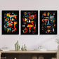 3pcs Vibrant Colorful Facial Illustrations  Metal Print Ready to Hang Art