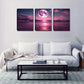 3pcs Beautiful Art, Fuchsia Moon Wall Art Set Canvas Framed 40x60cm - High Quality Print 100% Australian Made Wall Canvas Ready to Hang