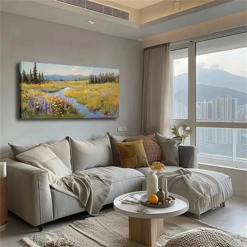 A Stream Run Through The Middle Wall Art Canvas Office Home Room Framed 120x60cm