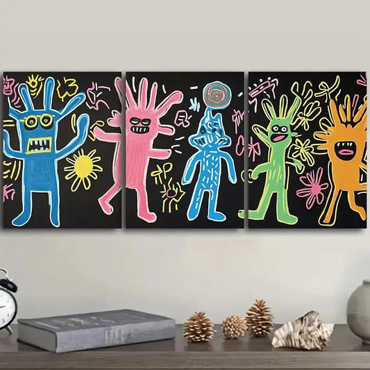 3pcs   Surreal character graffiti Metal Print Ready to Hang Art