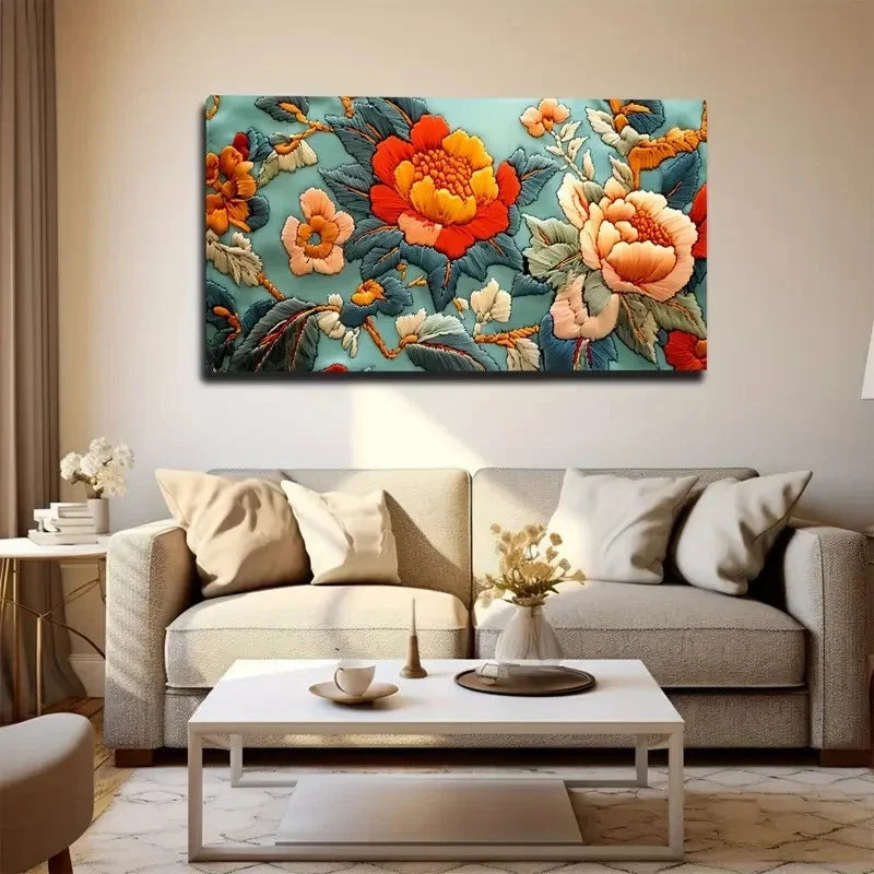 Vibrant Colorful Flowers Wall Art Canvas Office Home Room Framed 80x45cm