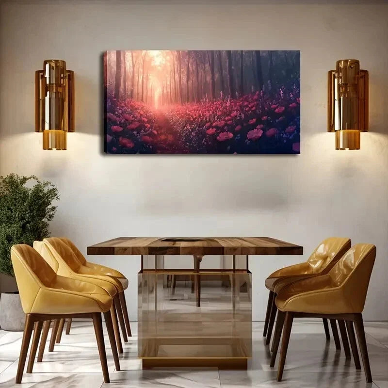 Beautiful Lush Sea Of Flowers Wall Art Canvas Office Home Room Framed 120x60cm