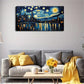 Modern City Night Scene Wall Art Canvas Office Home Room Framed 120x60cm