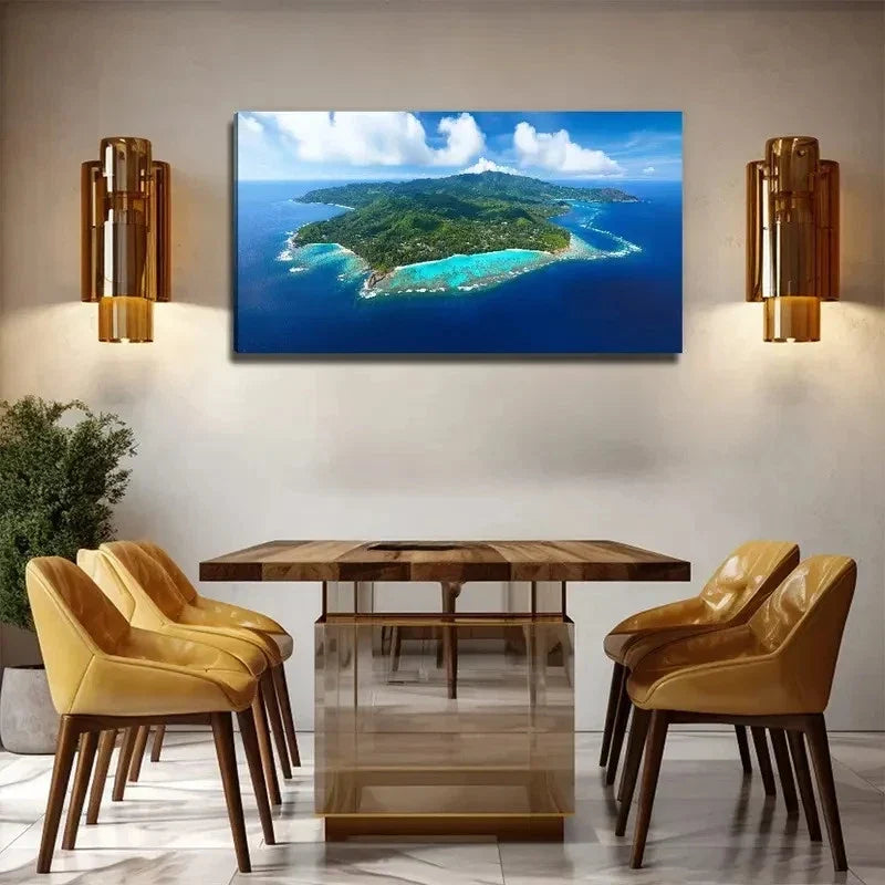 Pacific Islands Suitable Wall Art Canvas Office Home Room Framed 80x45cm