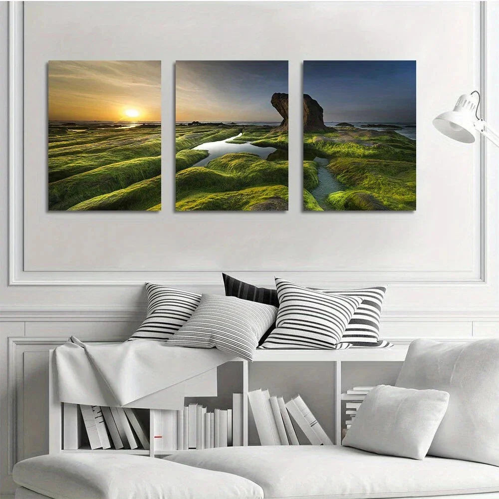 3pcs Murals Plants Sunrise Natural Metal Print Ready to Hang Art