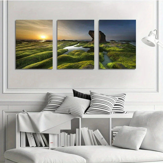 3pcs Murals Plants Sunrise Natural Metal Print Ready to Hang Art