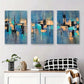 3pcs Abstract Blue and Orange Geometric Metal Print Ready to Hang Art