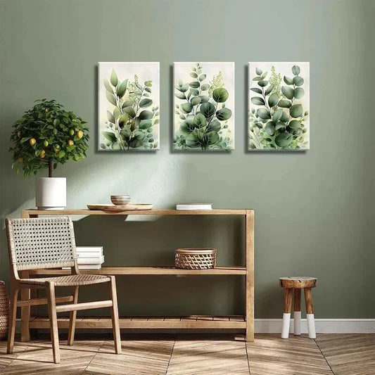 3pcs Featuring Eucalyptus Flowers,Metal Print Ready to Hang Art