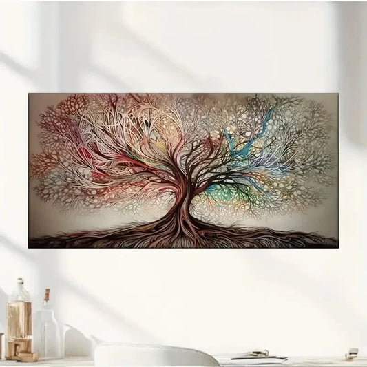 Colorful Trees Abstract Wall Art Canvas Office Home Room Framed 80x45cm