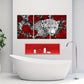 3pcs White Red Leopard with Yellow Eyes Metal Print Ready to Hang Art