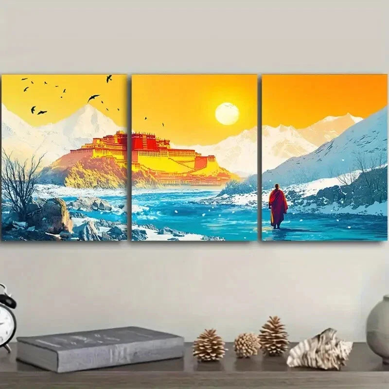3pcs  Potala Palace, Luxurious, Wall Art Set Canvas Framed 40x60cm - High Quality Print 100% Australian Made Wall Canvas Ready to Hang