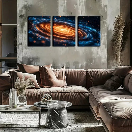 3pcs Home Of Mankind, Galaxy Wall Art Set Canvas Framed 40x60cm - High Quality Print 100% Australian Made Wall Canvas Ready to Hang