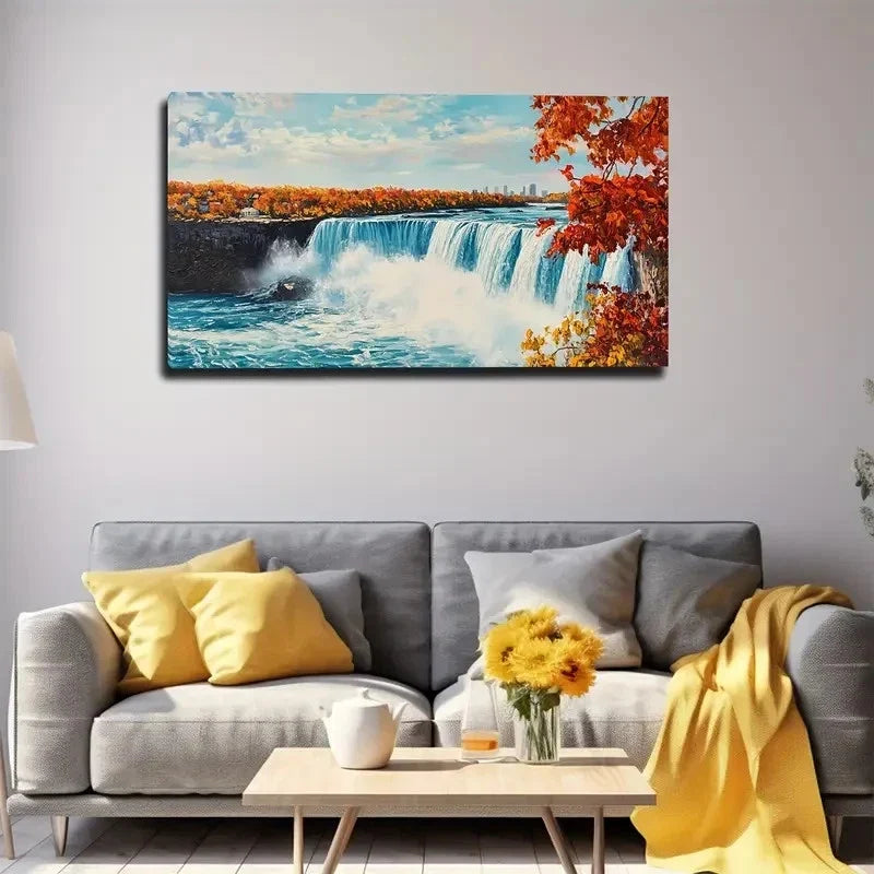 Scenic Spots Fall Waterfall Wall Art Canvas Office Home Room Framed 80x45cm