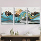 3pcs Light luxury style,Elk, birds, mountains, Metal Print Ready to Hang Art