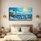 Sunlit Ocean Lighthouse Waves Wall Art Canvas Office Home Room Framed 120x60cm