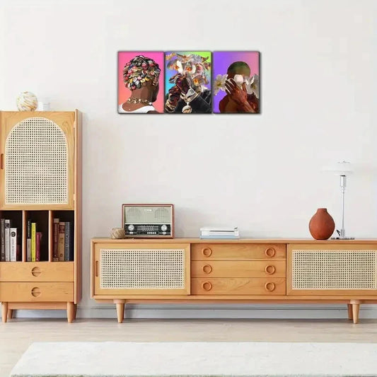 3pcs Visual Language Hip Hop Black Art Poster Metal Print Ready to Hang Art