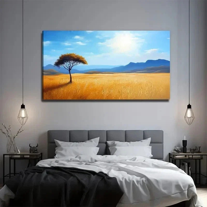 Bright Sky A Tree Perfect Wall Art Canvas Office Home Room Framed 80x45cm