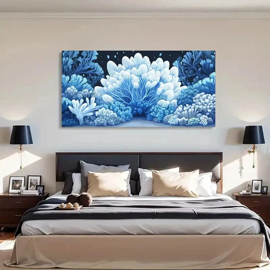 Blue Coral White Sea Underwater Wall Art Canvas Office Home Room Framed 120x60cm