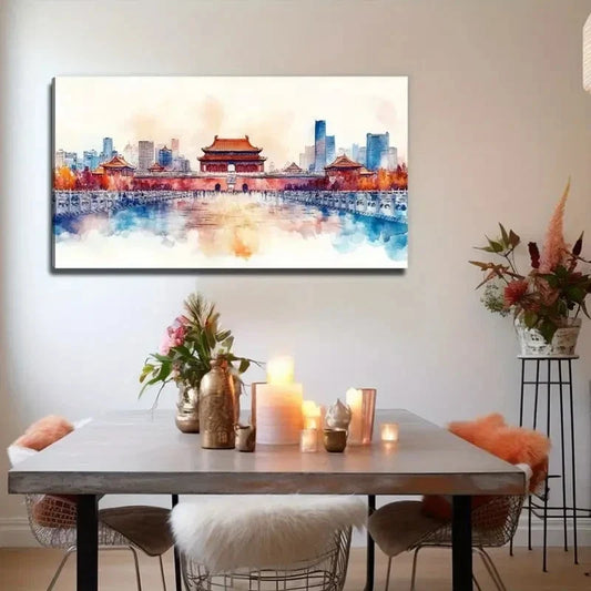 Chinese Forbidden City Scene Wall Art Canvas Office Home Room Framed 120x60cm