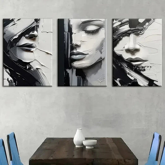 3pcs  woman abstract art portrait Metal Print Ready to Hang Art