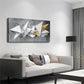 White Geometric Golden Triangle Wall Art Canvas Office Home Room Framed 120x60cm
