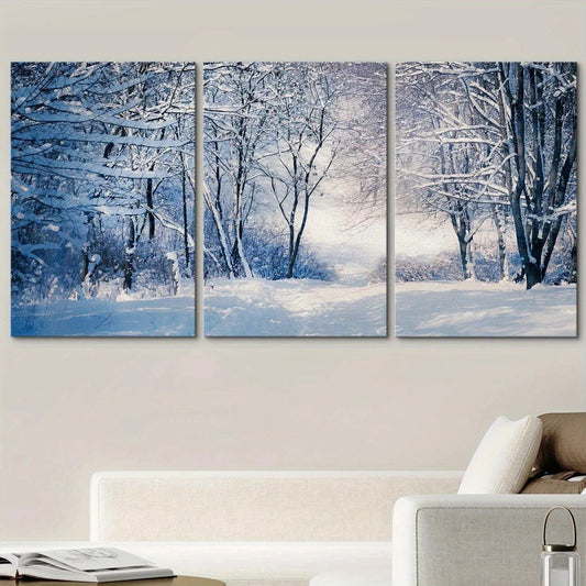 3pcs Deep Blue Abstract Mountain Plants & Flowers Metal Print Ready to Hang Art