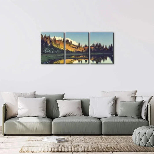 3pcs Nature Wilderness Colorful Mountain Forest Metal Print Ready to Hang Art