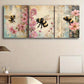3pcs Bumblebee Flower Natural Metal Print Ready to Hang Art