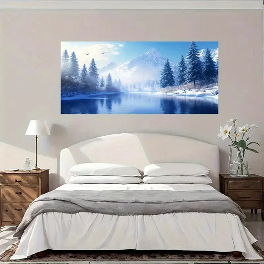 Winter Landscape Moutain Wall Art Canvas Office Home Room Framed 80x45cm