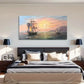 Sailing Boat & Sunrise Charm Wall Art Canvas Office Home Room Framed 120x60cm