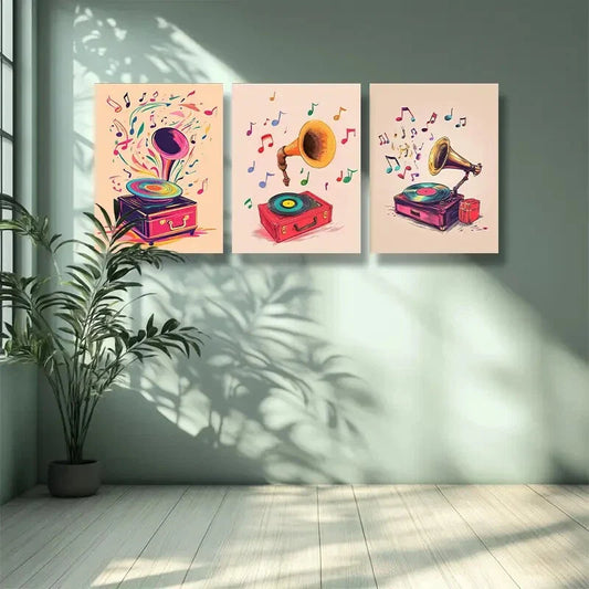 3pcs Note, record  Wall Art Set Canvas Framed 40x60cm - High Quality Print 100% Australian Made Wall Canvas Ready to Hang