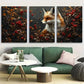 3pcs Deer in Golden Wildflower Field Metal Print Ready to Hang Art