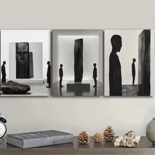 3pcs Abstract Exhibition Hall Design Metal Print Ready to Hang Art