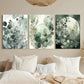 3pcs Sage Green Botanical Minimalist Modern Metal Print Ready to Hang Art