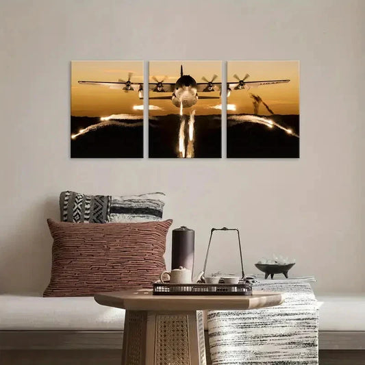3pcs  Military Transport Aircraft Poster  Metal Print Ready to Hang Art