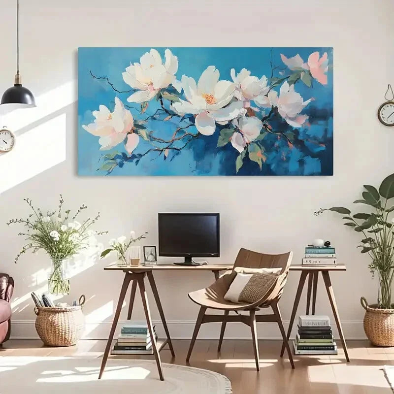 Bright Flower Aesthetic Natural Wall Art Canvas Office Home Room Framed 120x60cm