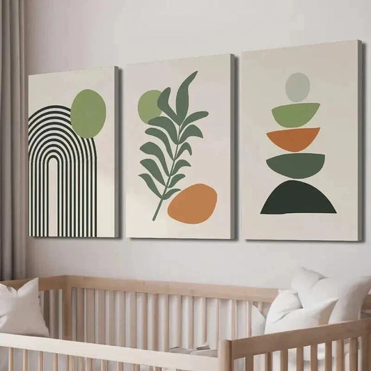 3pcs Boho Style Scandinavian Leaf Wall Art Set Canvas Framed 40x60cm - High Quality Print 100% Australian Made Wall Canvas Ready to Hang