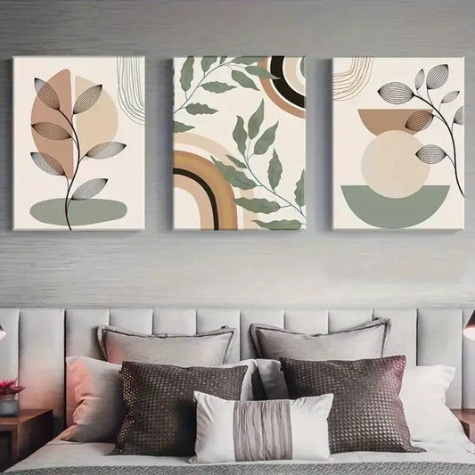 3pcs Abstract Sage Green Bohemian Canvas Framed 40x60cm - High Quality Print 100% Australian Made Wall Canvas Ready to Hang