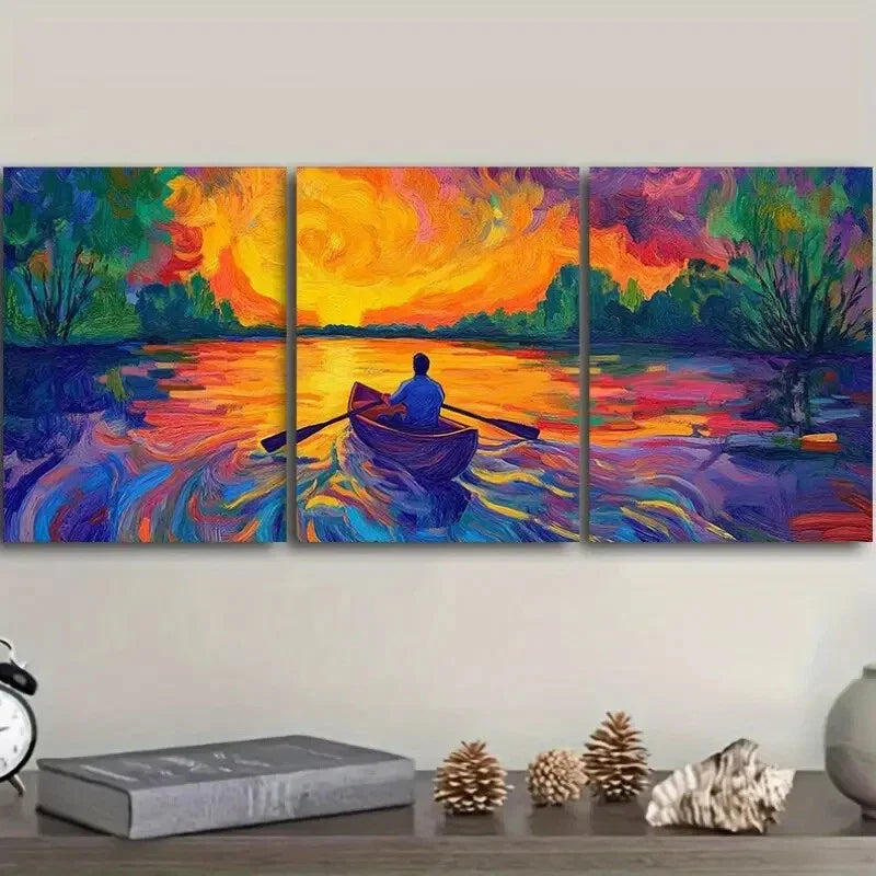 3pcs Abandoned Lake Nature  Wall Art Set Canvas Framed 40x60cm - High Quality Print 100% Australian Made Wall Canvas Ready to Hang